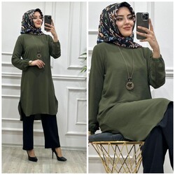 AZZE BUTİK - 5410 SERAP KOLYELİ TAKIM K25 HAKİ