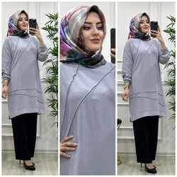 AZZE BUTİK - 5420 ÖZLEM ÇİMALI TAKIM K25 GRİ