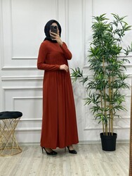 6001 ROBALİ ELBİSE K55 KİREMİT - Thumbnail