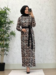 AZZE BUTİK - 6240 İREM LEOPAR ELBİSE K75