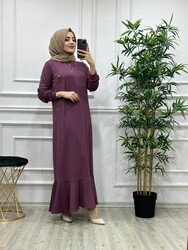 AZZE BUTİK - 6260 ZEHRA ELBİSE K35 GÜL KURUSU
