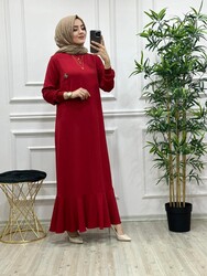 AZZE BUTİK - 6260 ZEHRA ELBİSE K35 KIRMIZI