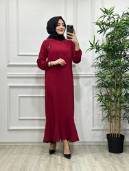 AZZE BUTİK - 6280 YILDIZ ELBİSE K30 BORDO