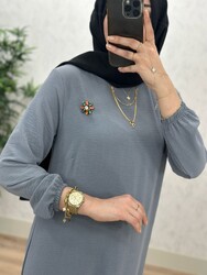 6280 YILDIZ ELBİSE K75 GRİ - Thumbnail