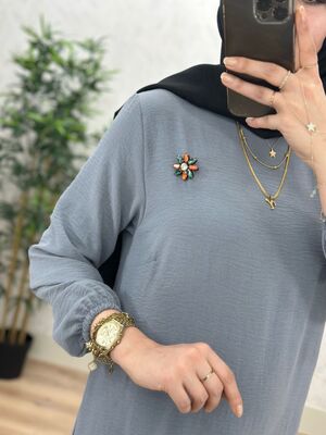 6280 YILDIZ ELBİSE K75 GRİ