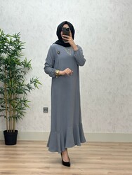 6280 YILDIZ ELBİSE K75 GRİ - Thumbnail