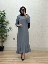 6280 YILDIZ ELBİSE K75 GRİ - Thumbnail