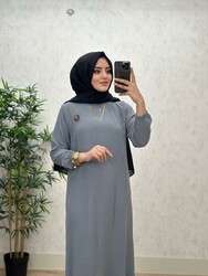6280 YILDIZ ELBİSE K75 GRİ - Thumbnail