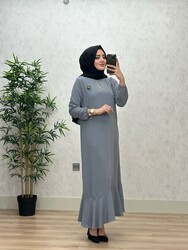 6280 YILDIZ ELBİSE K75 GRİ - Thumbnail