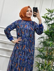 6290 SEHER ELBİSE K40 İNDİGO - Thumbnail