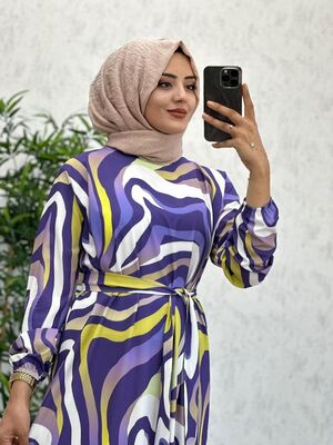 6300 BAHAR ELBİSE K60 DALGALI MOR