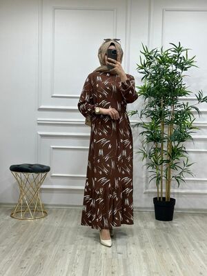 6310 ASYA ELBİSE K40 KAHVE