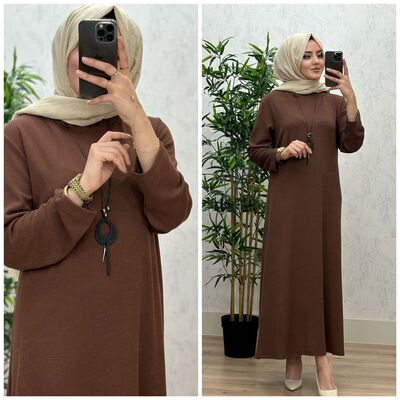6340 DAMLA ELBİSE K75 KAHVE
