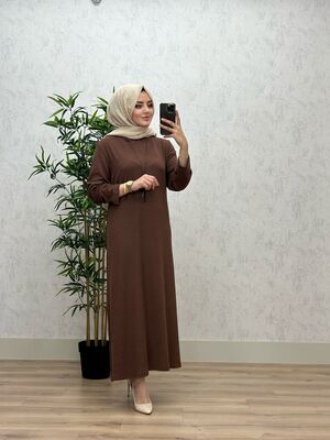 6340 DAMLA ELBİSE K75 KAHVE