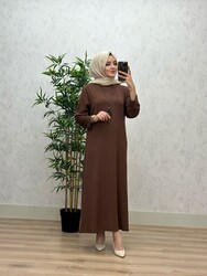 6340 DAMLA ELBİSE K75 KAHVE - Thumbnail