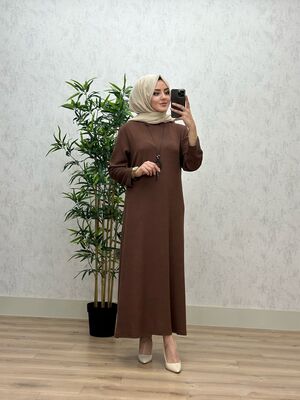 6340 DAMLA ELBİSE K75 KAHVE