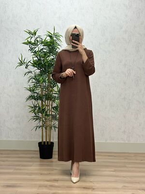 6340 DAMLA ELBİSE K75 KAHVE