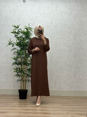 6340 DAMLA ELBİSE K75 KAHVE
