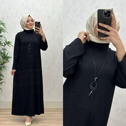 AZZE BUTİK - 6340 DAMLA ELBİSE K75 SİYAH