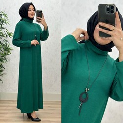 AZZE BUTİK - 6340 DAMLA ELBİSE K75 ZÜMRÜT