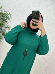 6340 DAMLA ELBİSE K75 ZÜMRÜT - Thumbnail