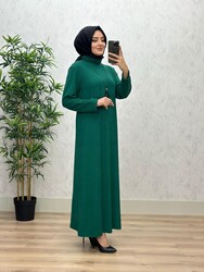 6340 DAMLA ELBİSE K75 ZÜMRÜT - Thumbnail