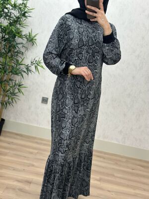 6380 GÜLŞEN ELBİSE K80 GRİ