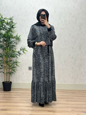 6380 GÜLŞEN ELBİSE K80 GRİ