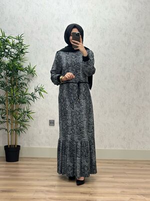 6380 GÜLŞEN ELBİSE K80 GRİ