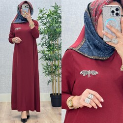 AZZE BUTİK - 6450 KELEBEK ELBİSE K70 BORDO