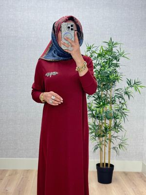 6450 KELEBEK ELBİSE K70 BORDO