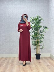 6450 KELEBEK ELBİSE K70 BORDO - Thumbnail