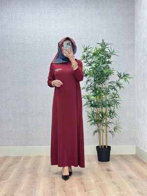 6450 KELEBEK ELBİSE K70 BORDO