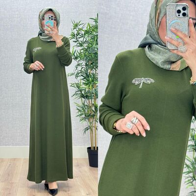 6450 KELEBEK ELBİSE K70 HAKİ