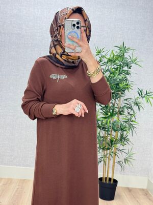 6450 KELEBEK ELBİSE K70 KAHVE