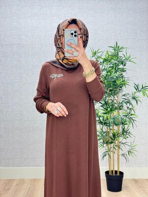6450 KELEBEK ELBİSE K70 KAHVE