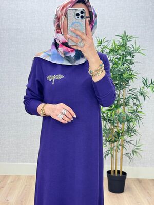 6450 KELEBEK ELBİSE K70 MOR
