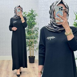 AZZE BUTİK - 6450 KELEBEK ELBİSE K70 SİYAH