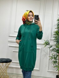 AZZE BUTİK - 8210 KANGURU TUNIK K30 ZÜMRÜT