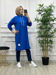 AZZE BUTİK - 8250 DEGAJE YAKA TUNİK K30 SAKS