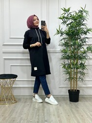 AZZE BUTİK - 8250 DEGAJE YAKA TUNİK K40 SİYAH