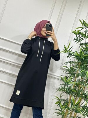 8250 DEGAJE YAKA TUNİK K40 SİYAH