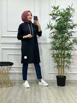 8250 DEGAJE YAKA TUNİK K40 SİYAH