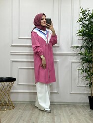 AZZE BUTİK - 8280 RENK BLOKLU TÜNEL KAP K40 PEMBE