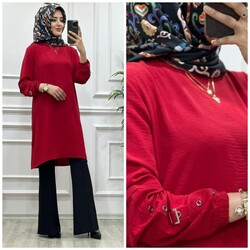 AZZE BUTİK - 8310 BEYZA KOL TOKALI TUNIK K20 KIRMIZI