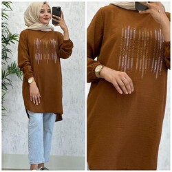 AZZE BUTİK - 8350 EDA TUNİK K25 KAHVE