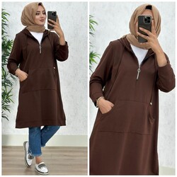 AZZE BUTİK - 8380 DİLARA TUNİK K45 KAHVE