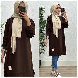 AZZE BUTİK - 8390 PERİ ARMALI TUNİK K25 KAHVE