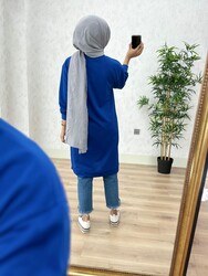 8390 PERİ ARMALI TUNİK K25 SAKS - Thumbnail