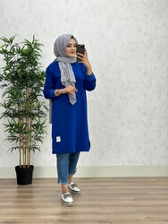 8390 PERİ ARMALI TUNİK K25 SAKS - Thumbnail